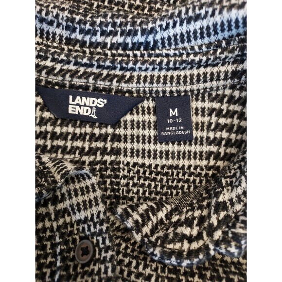 Lands End Collared Shirt Womens Medium Black and White Button Front Casual - Picture 3 of 3